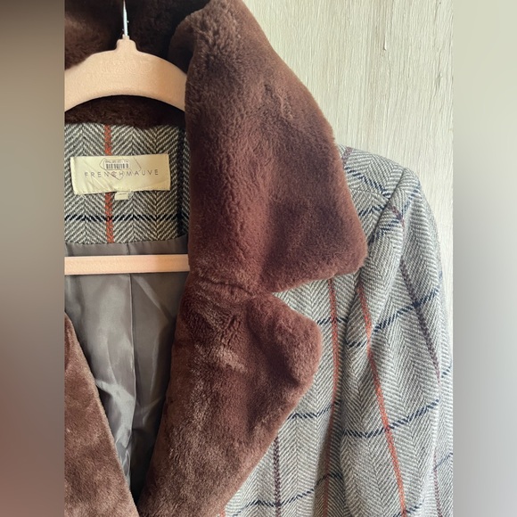 ANTHROPOLOGIE- FRENCHMAUVE Eva Faux Fur Trimmed Coat - Picture 8 of 13